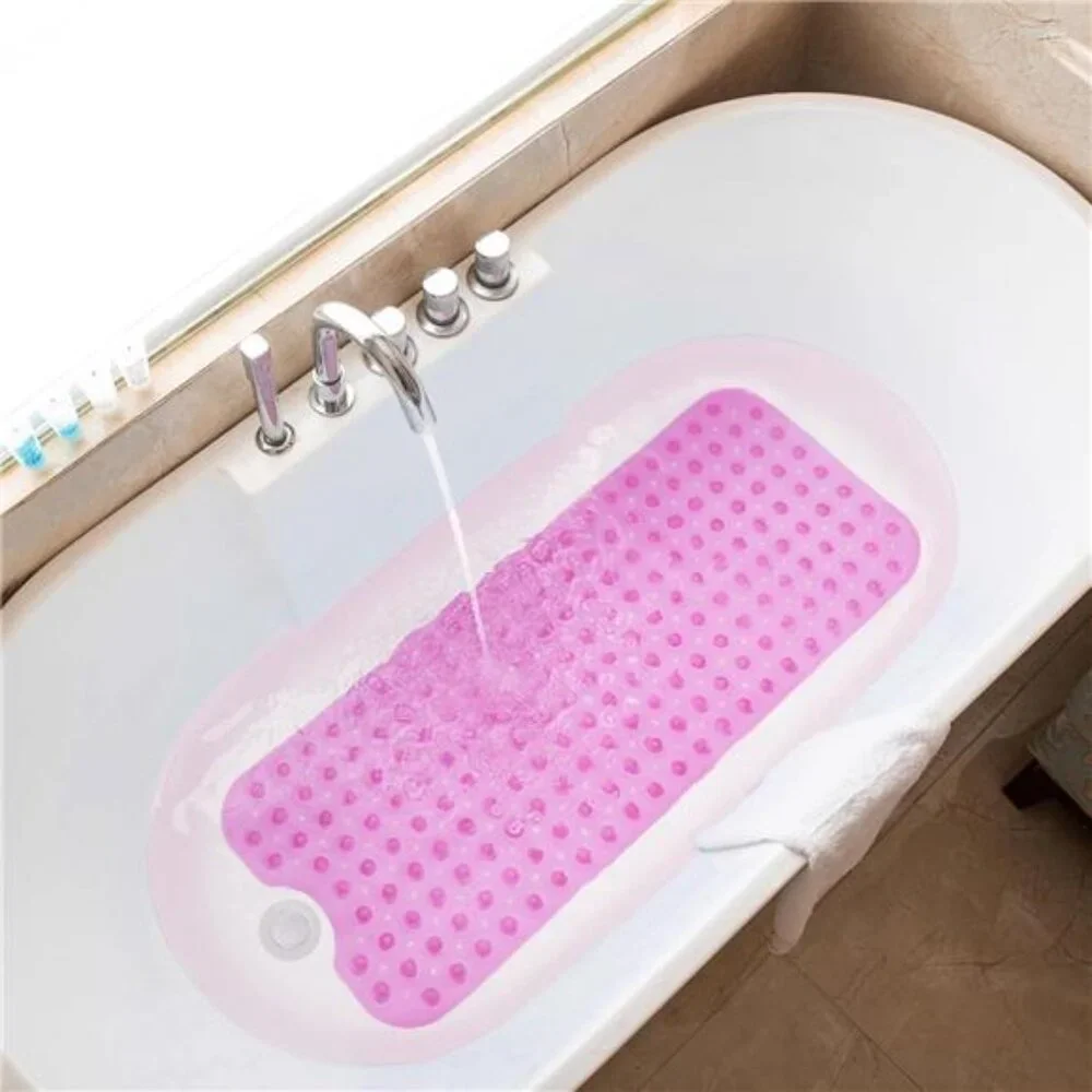 Extra Long Non Slip Bathtub Shower Mat Machine Washable BPA Free 39x16 Pink